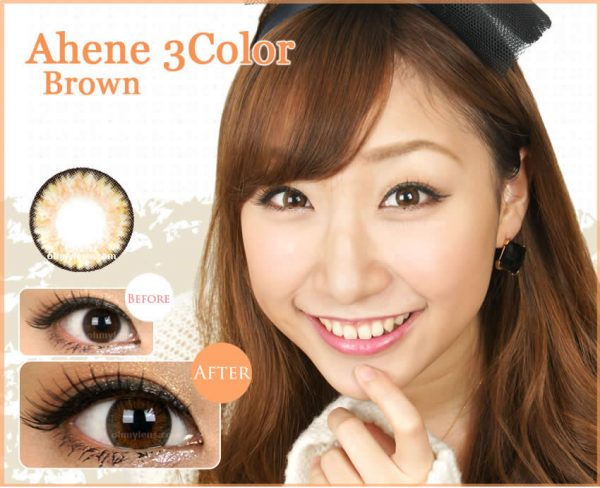 a beautiful girl with Ahene 3 Color Brown Contact Lenses for farsightedness_Hyperopia (3 Tone Brown)_01