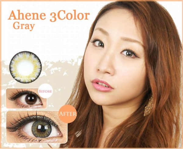a beautiful girl with AHENE 3 COLOR GRAY CONTACT LENSES FOR FARSIGHTEDNESS / HYPEROPIA (3 TONE GRAY) 01