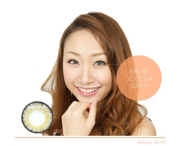a beautiful girl with AHENE 3 COLOR GRAY CONTACT LENSES FOR FARSIGHTEDNESS / HYPEROPIA (3 TONE GRAY) 02
