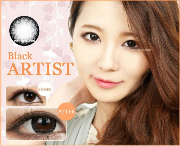 a beautiful girl with Artist Black Contact Lenses 01