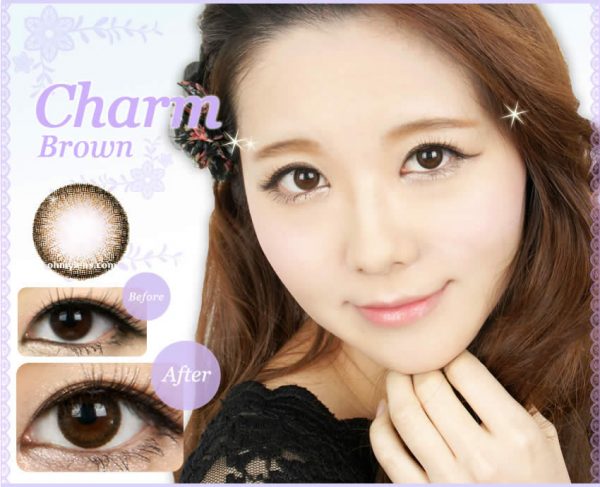 a beautiful girl with Charm Brown Contact Lenses 01