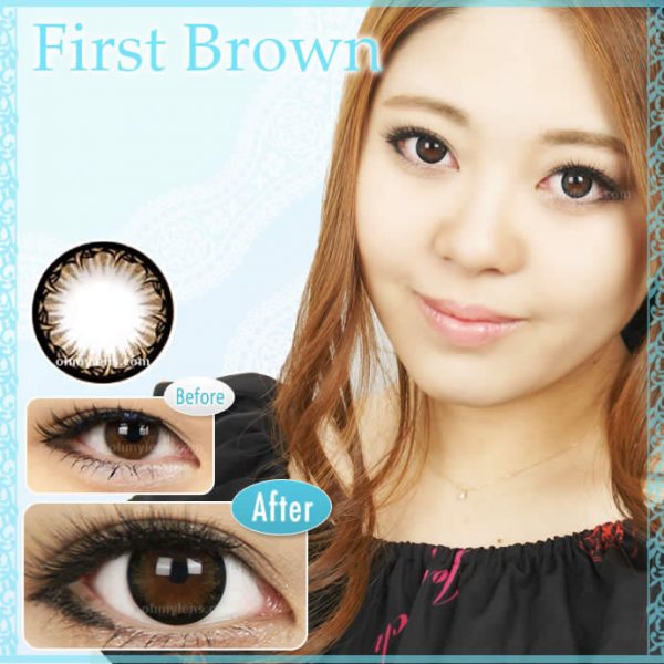 a beautiful girl with First Brown Contact Lenses 01