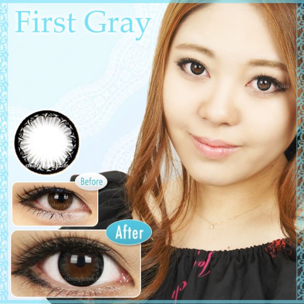 a beautiful girl with First Gray Contact Lenses 01