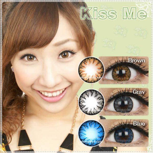 a beautiful girl with Kiss Me Blue Contact Lenses 04