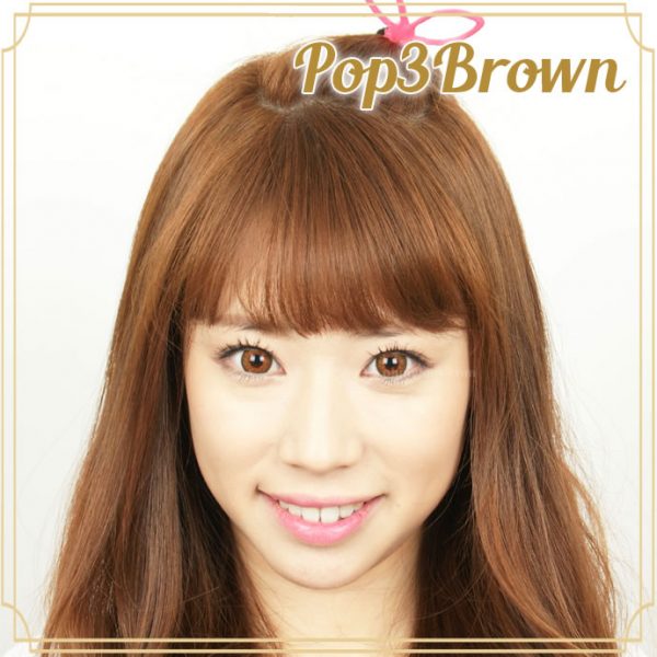 a beautiful girl with Pop 3 Brown Contact Lenses (3 Tone Brown) 02