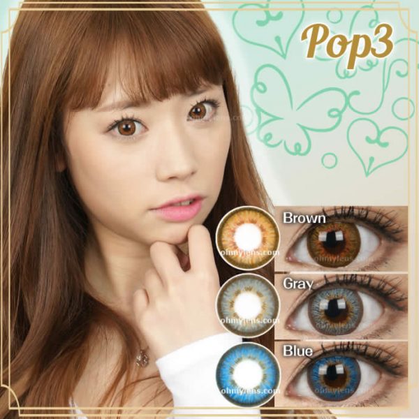 a beautiful girl with Pop 3 Brown Contact Lenses (3 Tone Brown) 03