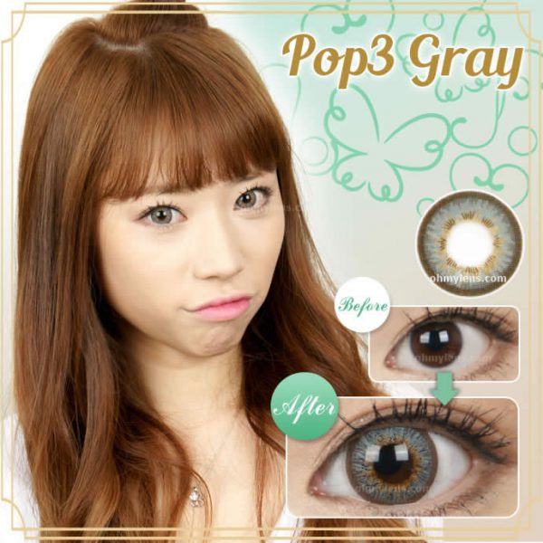 a beautiful girl with Pop 3 Gray Contact Lenses (3 Tone Gray) 01