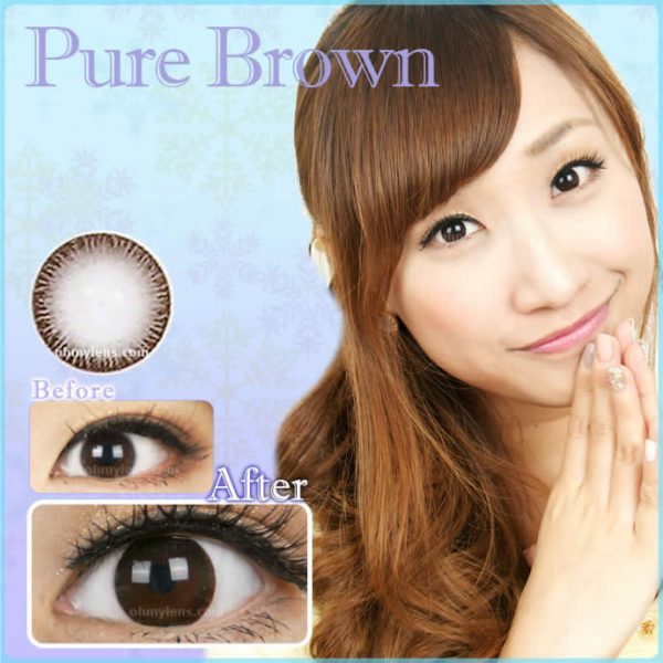a beautiful girl with Pure Brown Contact Lenses 01