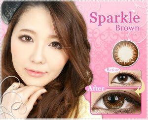 a beautiful girl with Sparkle Brown Contact Lenses 01