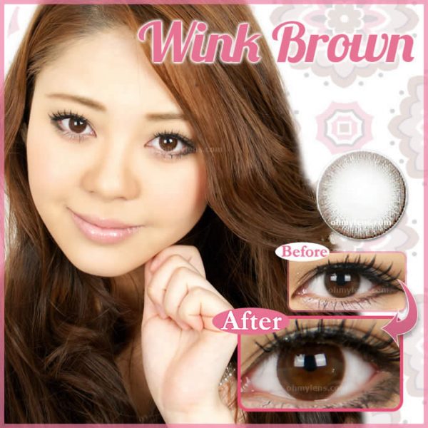 a beautiful girl with Wink Brown Contact Lenses for Farshightedness Hyperopia 01