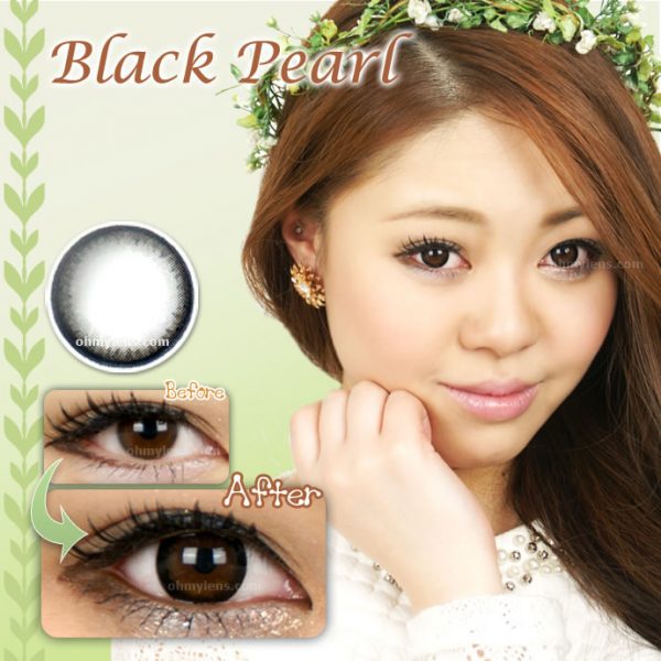 a beautiful girl with Black Pearl Contact Lenses 01
