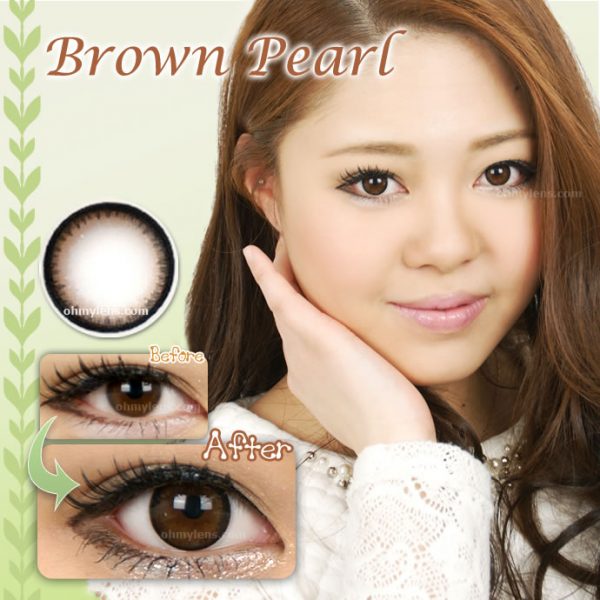 a beautiful girl with Brown Pearl Contact Lenses 01