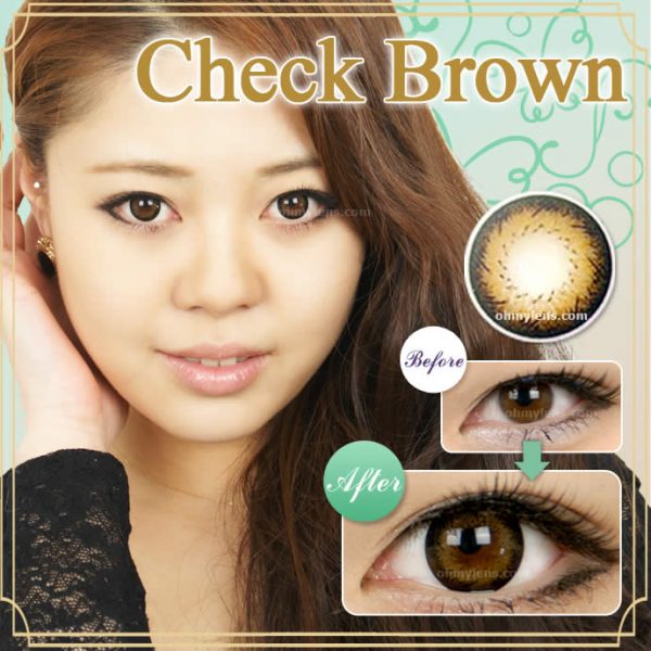 a beautiful girl with Check Brown Contact Lenses 01