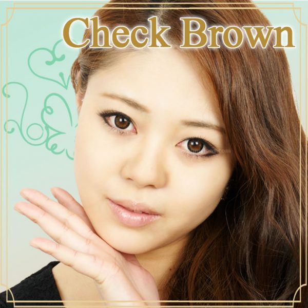 a beautiful girl with Check Brown Contact Lenses 03