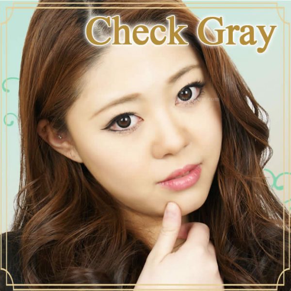 a beautiful girl with Check Gray Contact Lenses 03