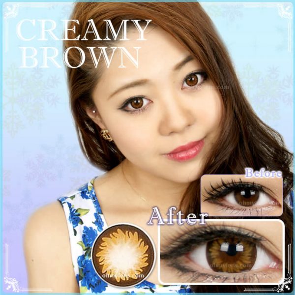 a beautiful girl with Creamy Brown Contact Lenses 01