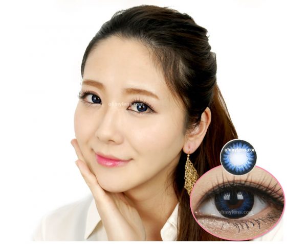 a beautiful girl with Darling Blue Contact Lenses 01