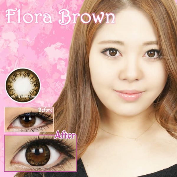a beautiful girl with Flora Brown Contact Lenses 01