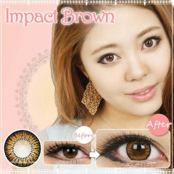 a beautiful girl with Impact Brown Contact Lenses 01