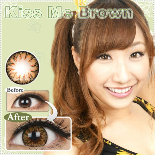 a beautiful girl with Kiss Me Brown Contact Lenses 01