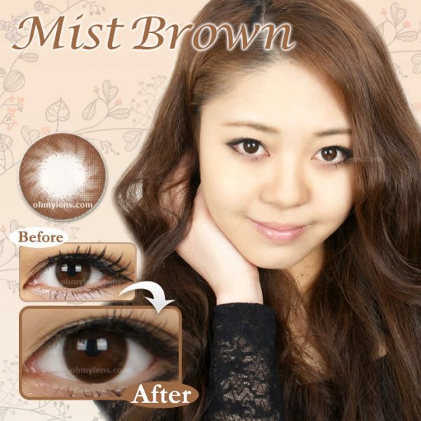a beautiful girl with Mist Brown Contact Lenses 01