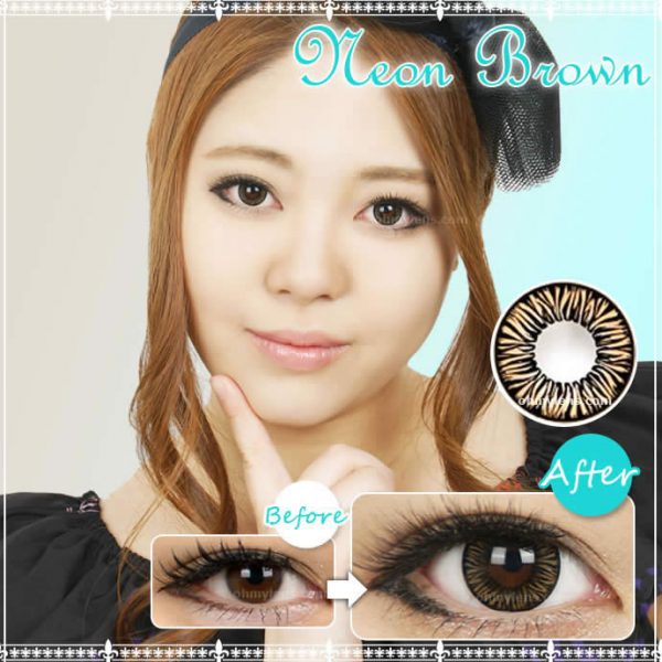 a beautiful girl with Neon Brown Contact Lenses 01