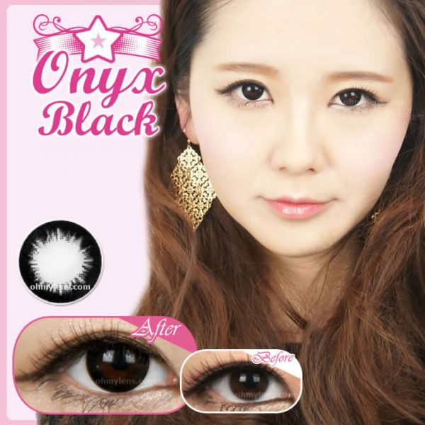 a beautiful girl with Onyx Black Contact Lenses 01