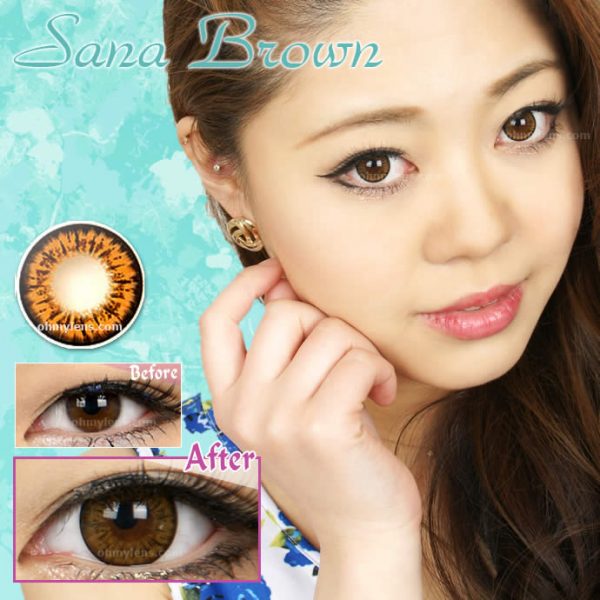a beautiful girl with Sana Brown Contact Lenses 01