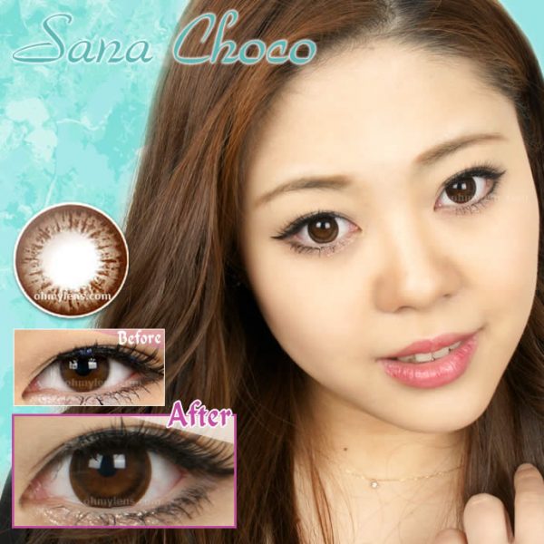 a beautiful girl with Sana Choco Contact Lenses 01